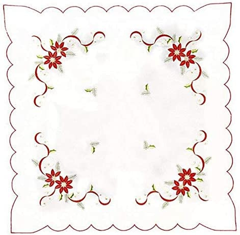 Red Poinsettia Christmas tablecloth