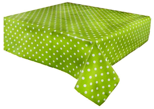 LIME GREEN POLKA DOT - Vinyl Tablecloth 137 cm (54" Wide)