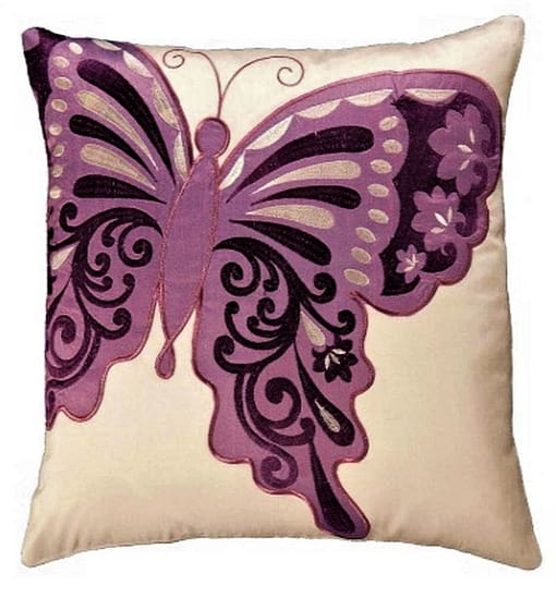 Butterfly embroidered cushion cover