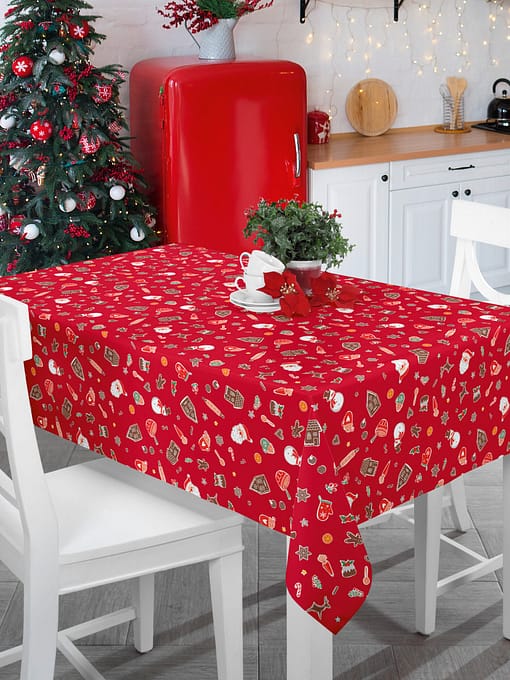 Vinyl Christmas Tablecloth Santa