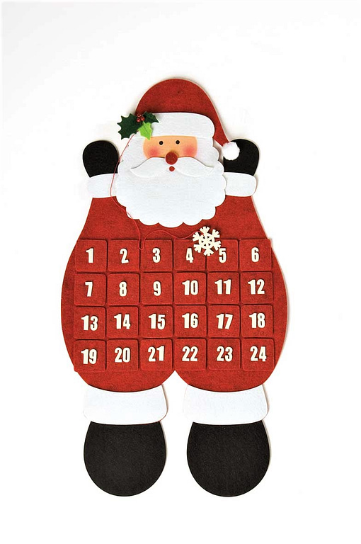 Felt Santa Christmas Advent Calendar Red 38x70cm (15x28")